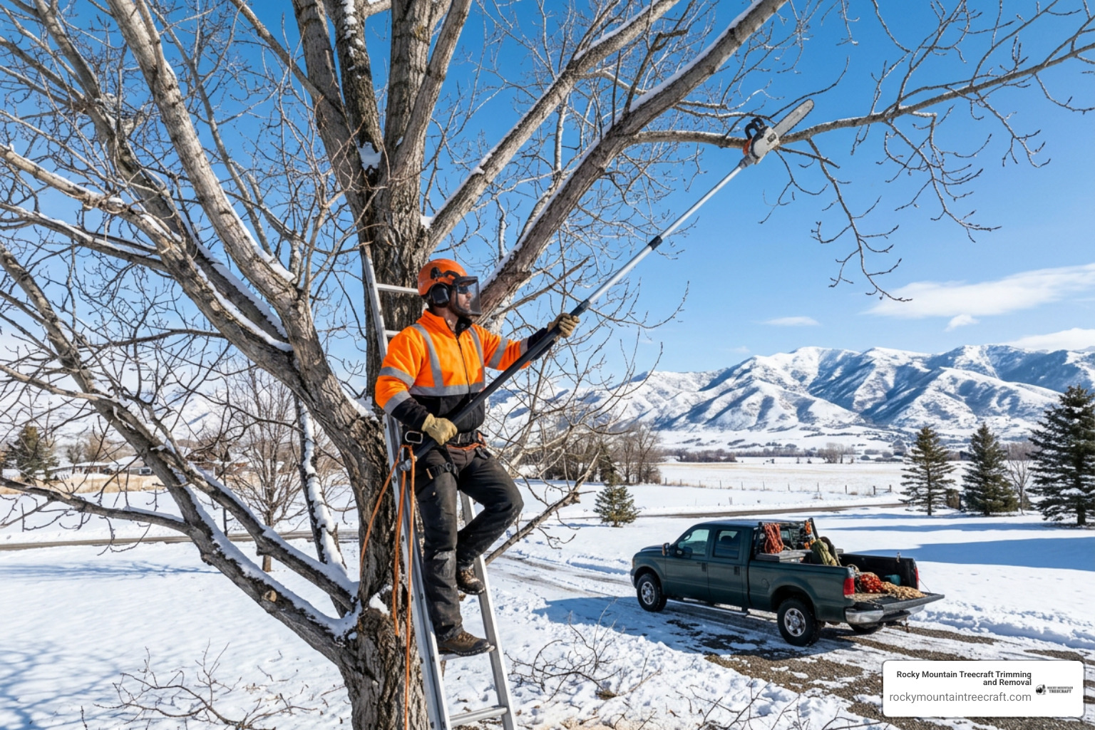 Winter tree pruning in Heber Valley