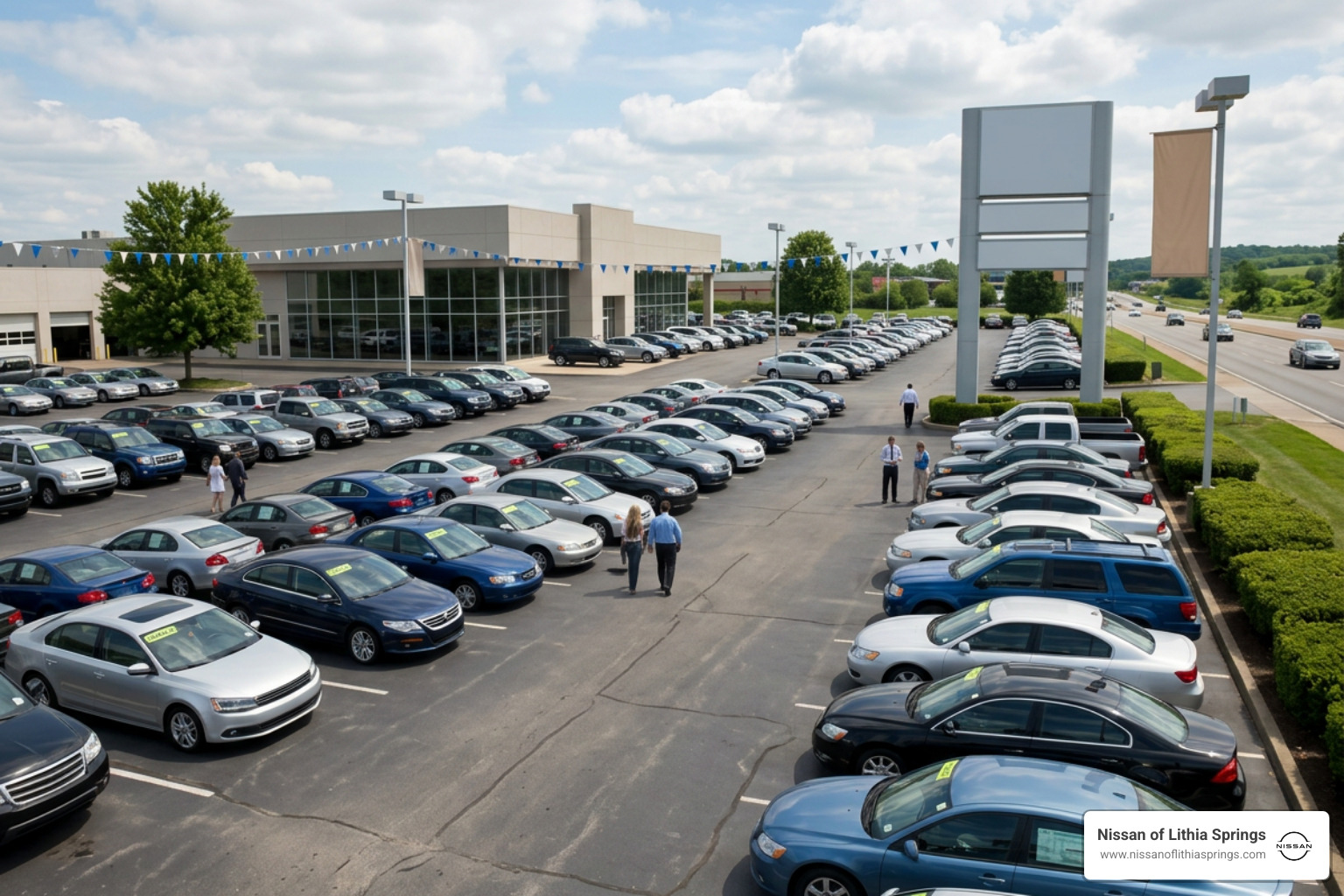 pre-owned cars parked on a dealership lot