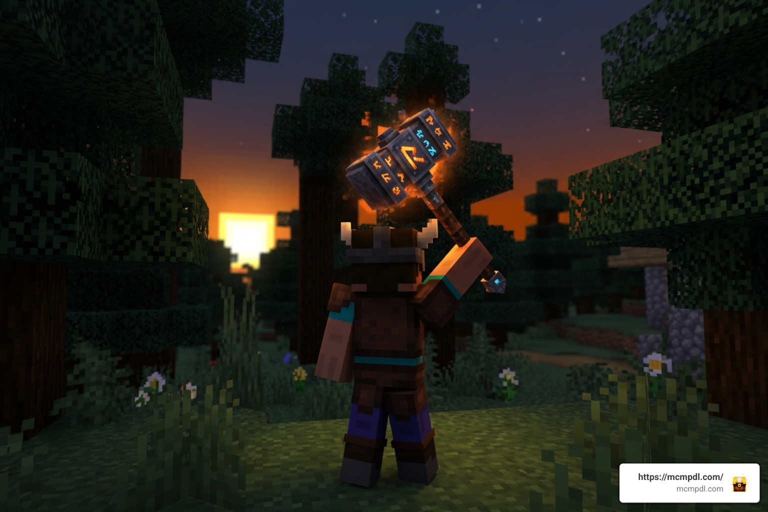 Minecraft Bedrock player holding a custom mace in combat Minecraft Bedrock player holding a custom mace in combat