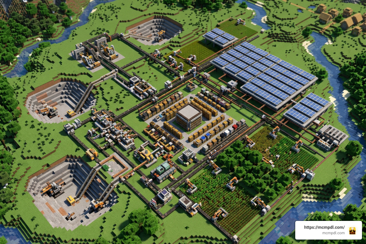 Minecraft Bedrock automated industrial machinery factory setup Minecraft Bedrock automated industrial machinery factory setup