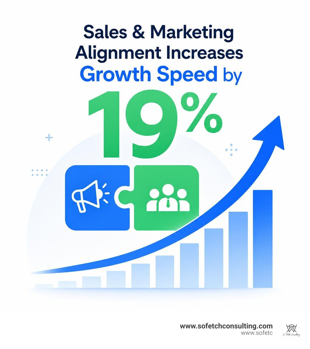Stat showing sales and marketing alignment increases growth speed by 19 percent infographic