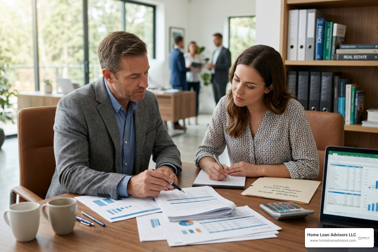 Homebuyer reviewing loan options with financial advisor Homebuyer reviewing loan options with financial advisor