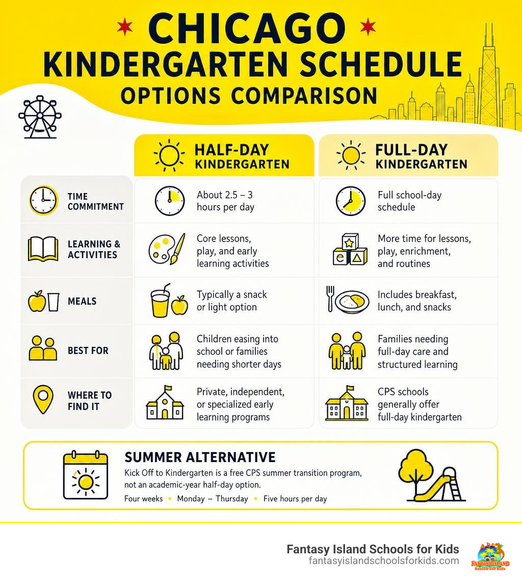 Chicago kindergarten schedule options comparison infographic Chicago kindergarten schedule options comparison infographic