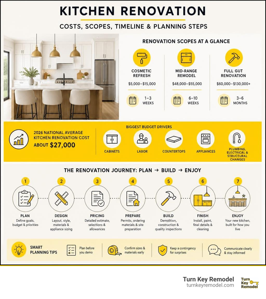 Kitchen renovation costs scopes timeline and planning steps infographic Kitchen renovation costs scopes timeline and planning steps infographic