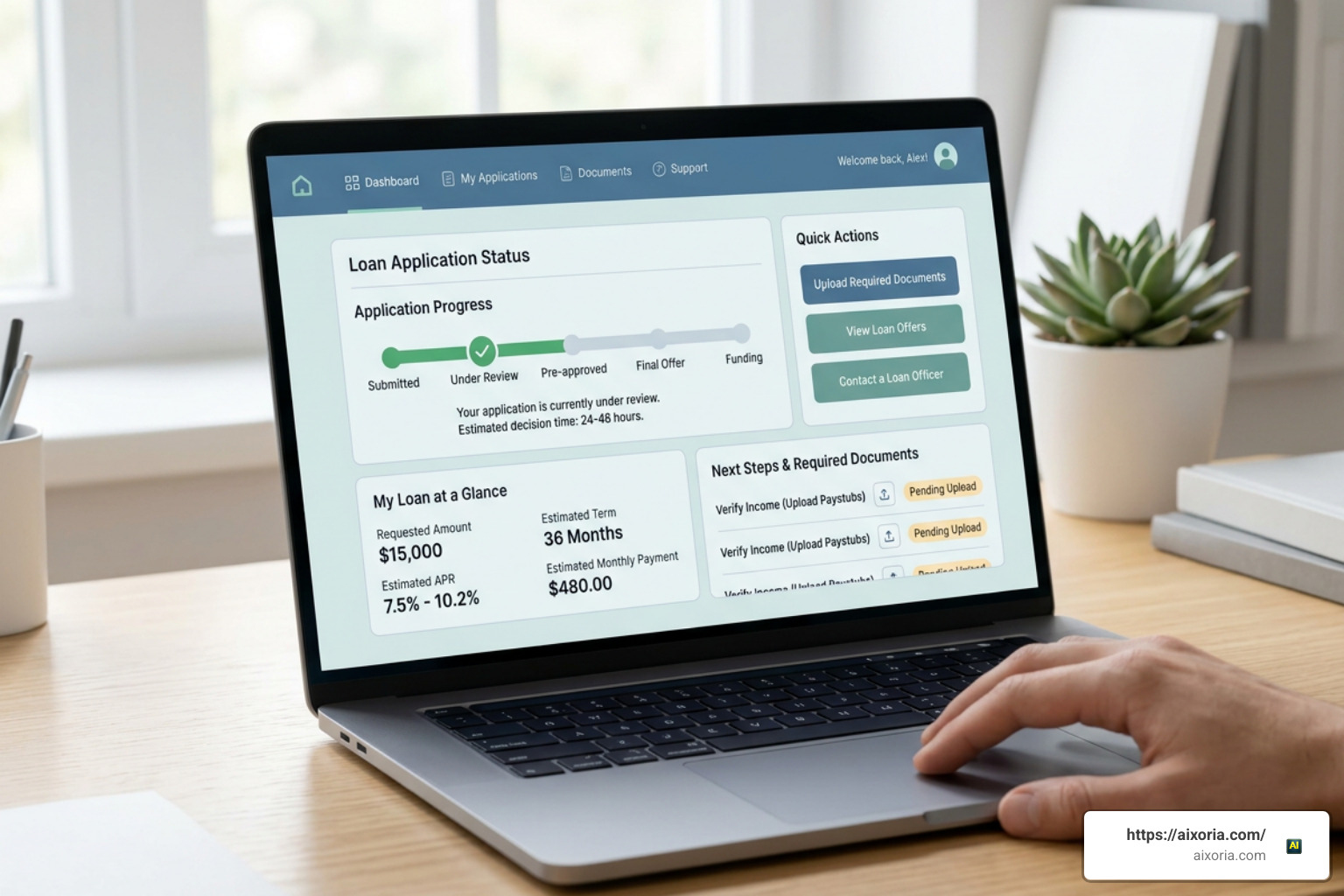online personal loan application dashboard
