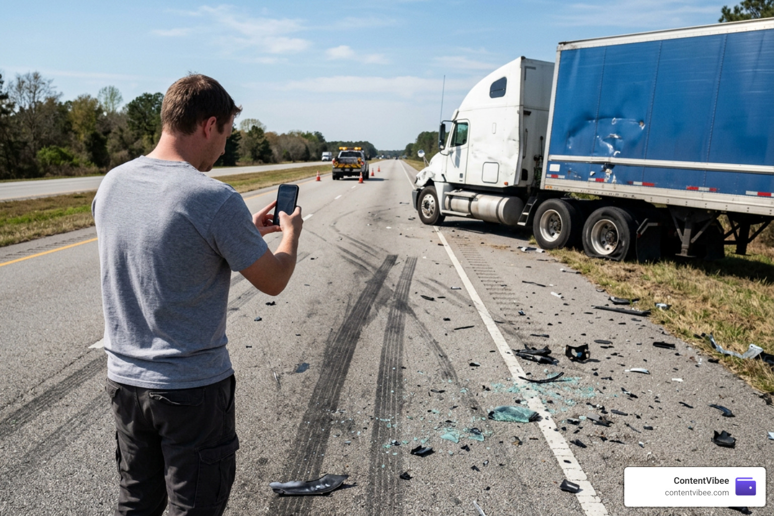Scene evidence collection after an 18-wheeler crash Scene evidence collection after an 18-wheeler crash