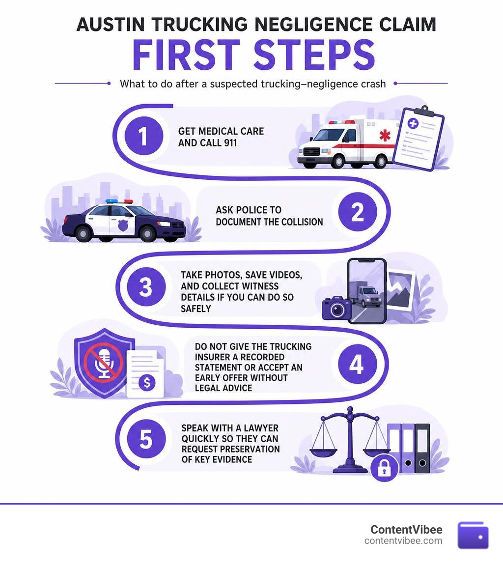 Austin trucking negligence claim first steps infographic