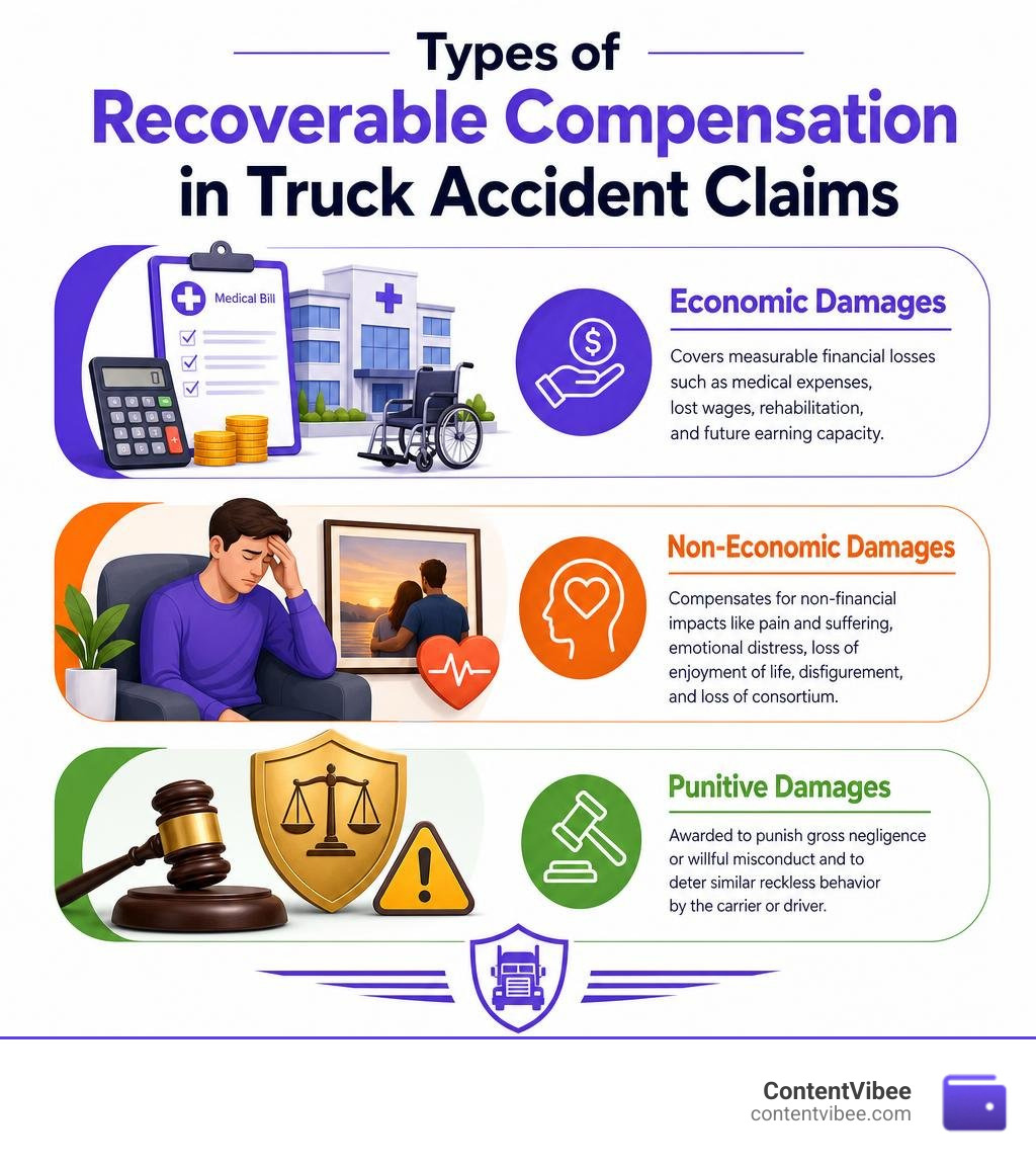 Types of Recoverable Compensation in Truck Accident Claims infographic