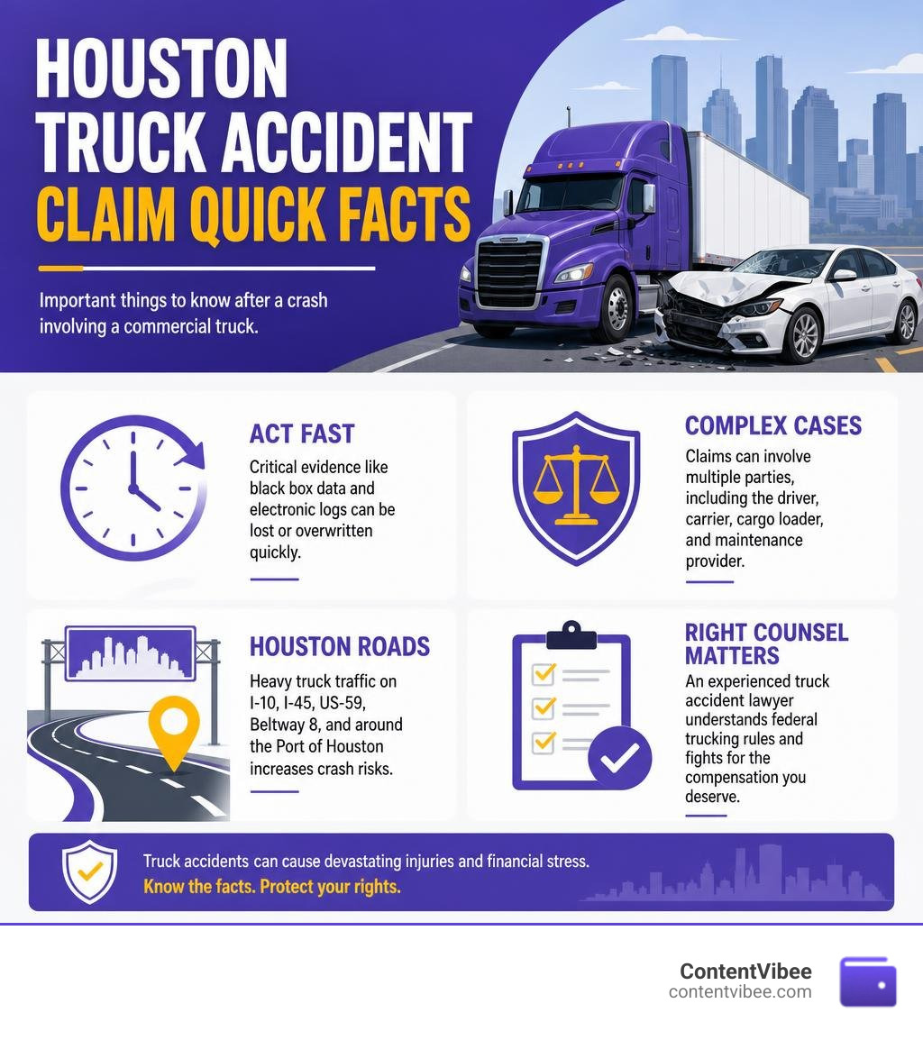 Houston truck accident claim quick facts infographic