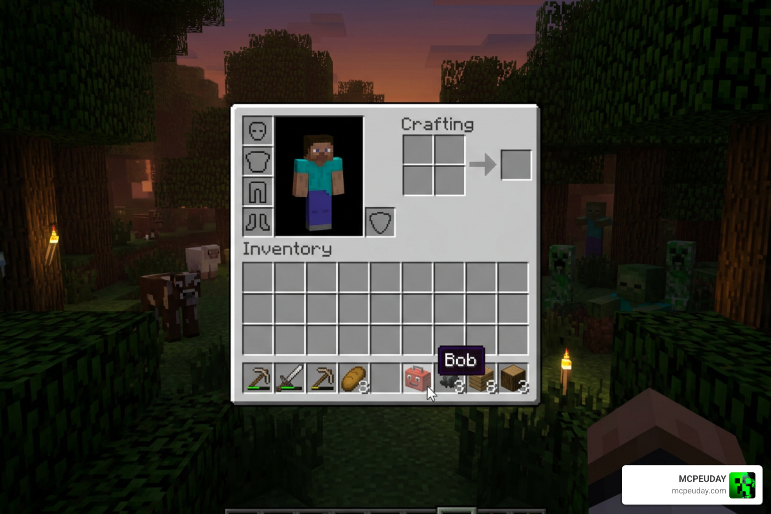 Carrying Bob in player inventory during survival gameplay