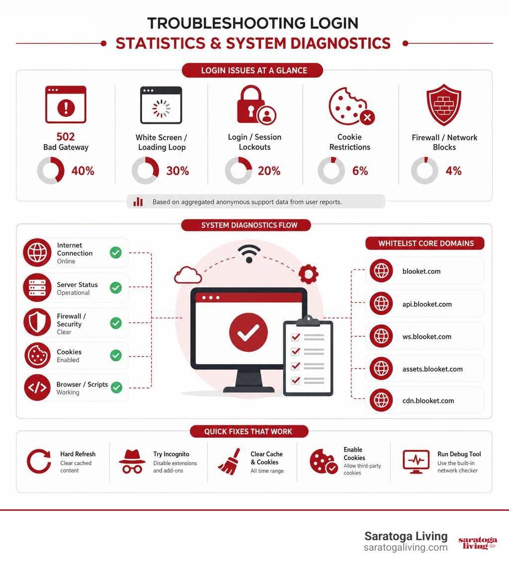 Blooket troubleshooting statistics and system diagnostics infographic