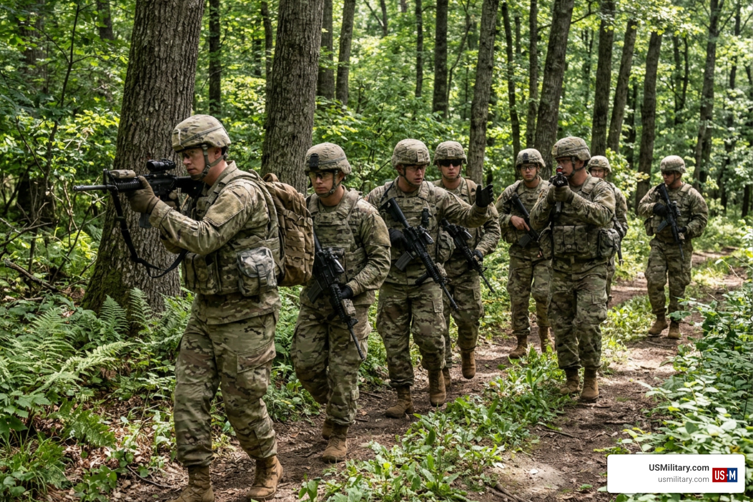 U.S. Army infantry squad undergoing operational field training U.S. Army infantry squad undergoing operational field training