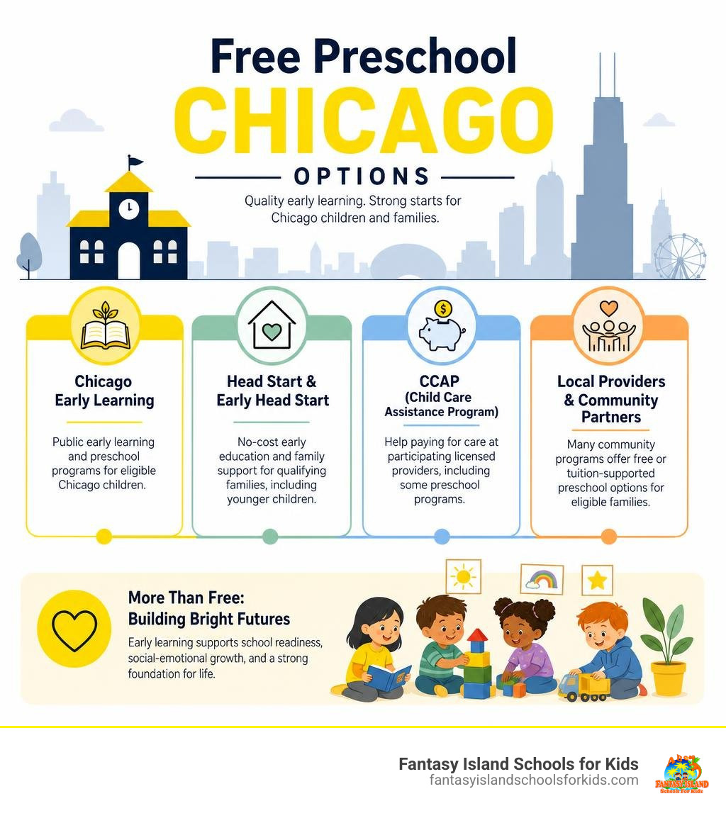 Free preschool Chicago options: Early Learning, Head Start, CCAP, and local providers infographic Free preschool Chicago options: Early Learning, Head Start, CCAP, and local providers infographic
