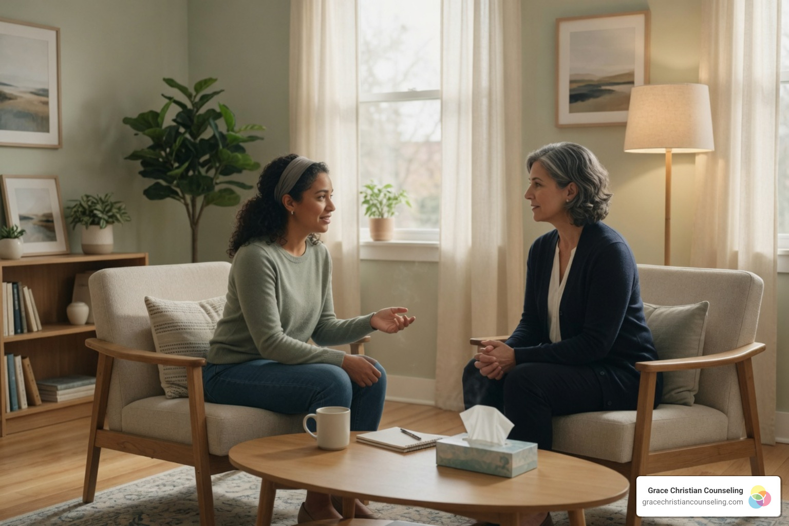 Supportive mental health counselor providing guidance Supportive mental health counselor providing guidance