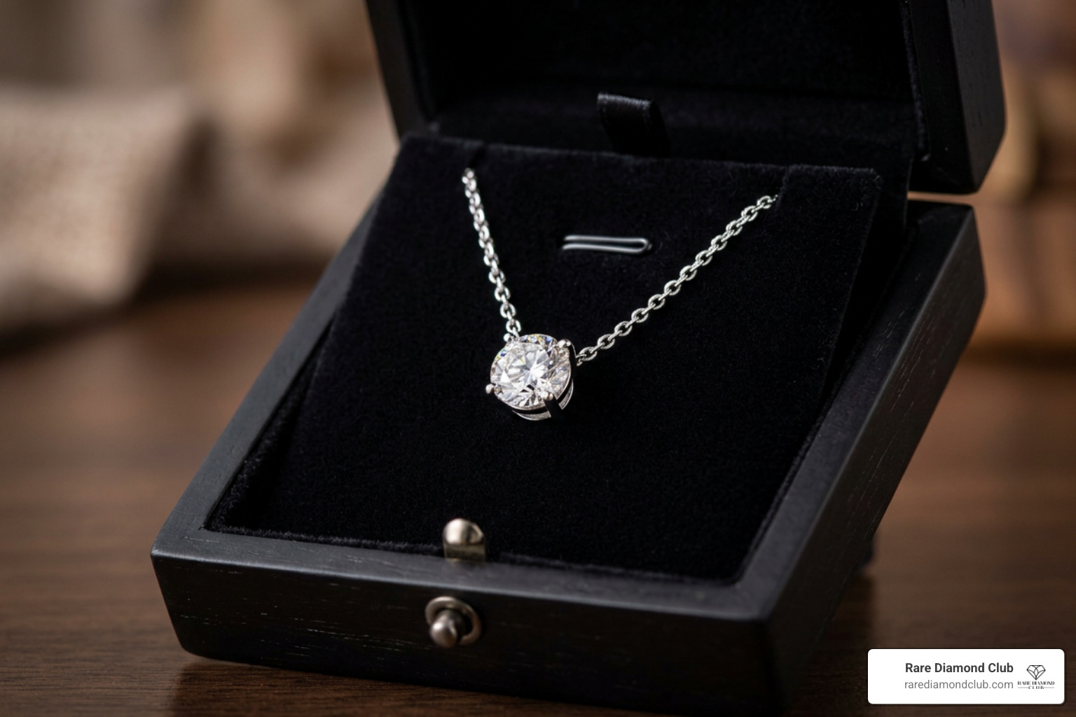 luxury diamond solitaire necklace packaging
