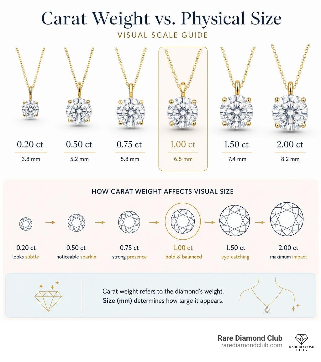 carat weight vs physical size scaling infographic infographic