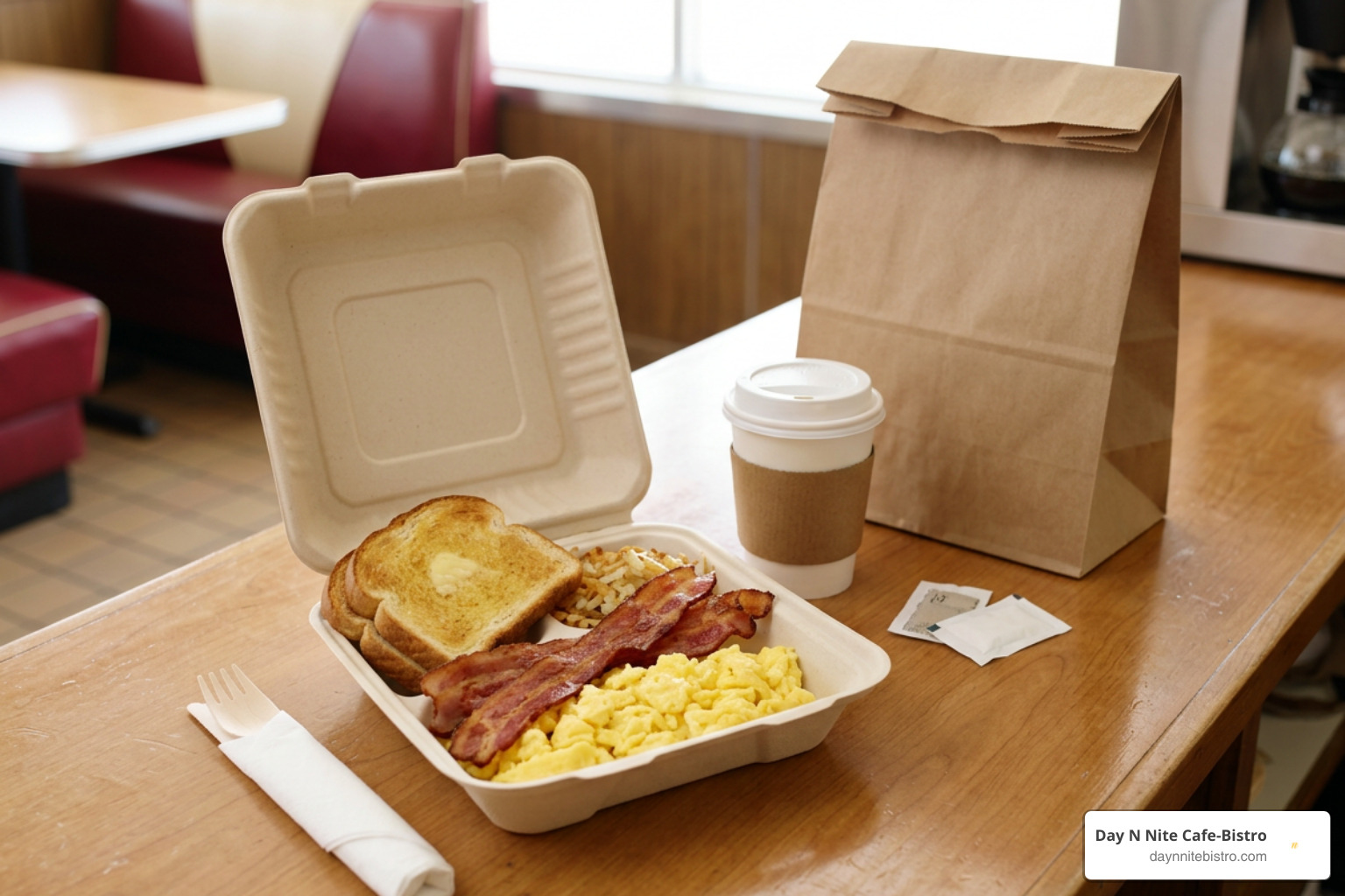 Fresh morning breakfast spread for pickup or delivery