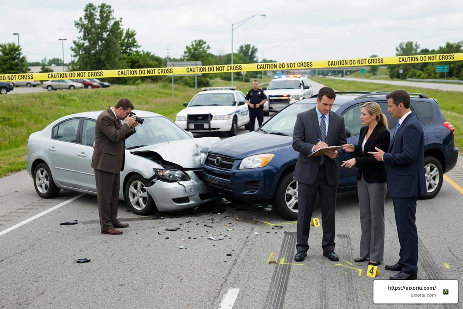 Crash evidence collection and scene inspection by legal team
