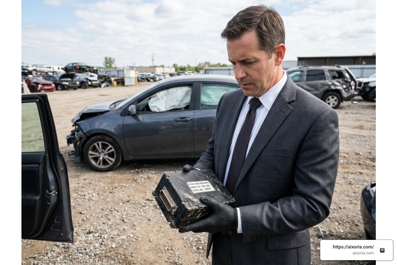 Car accident attorney evaluating crash black box data and evidence
