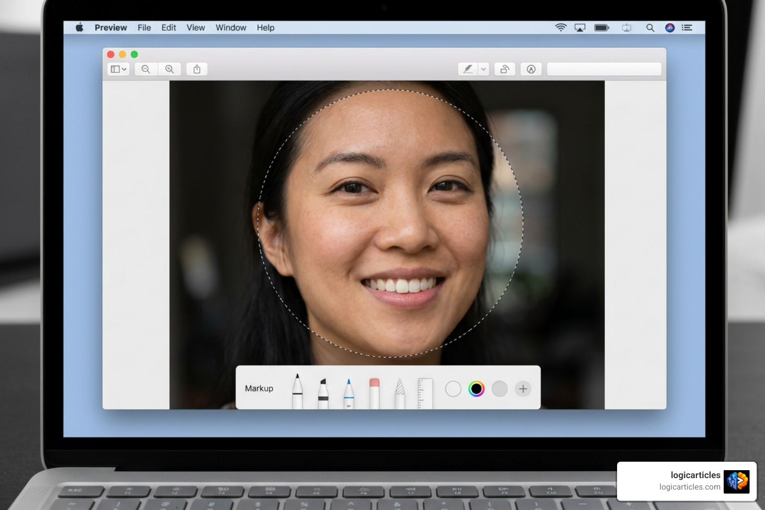 Circular crop selection using elliptical tool in Preview