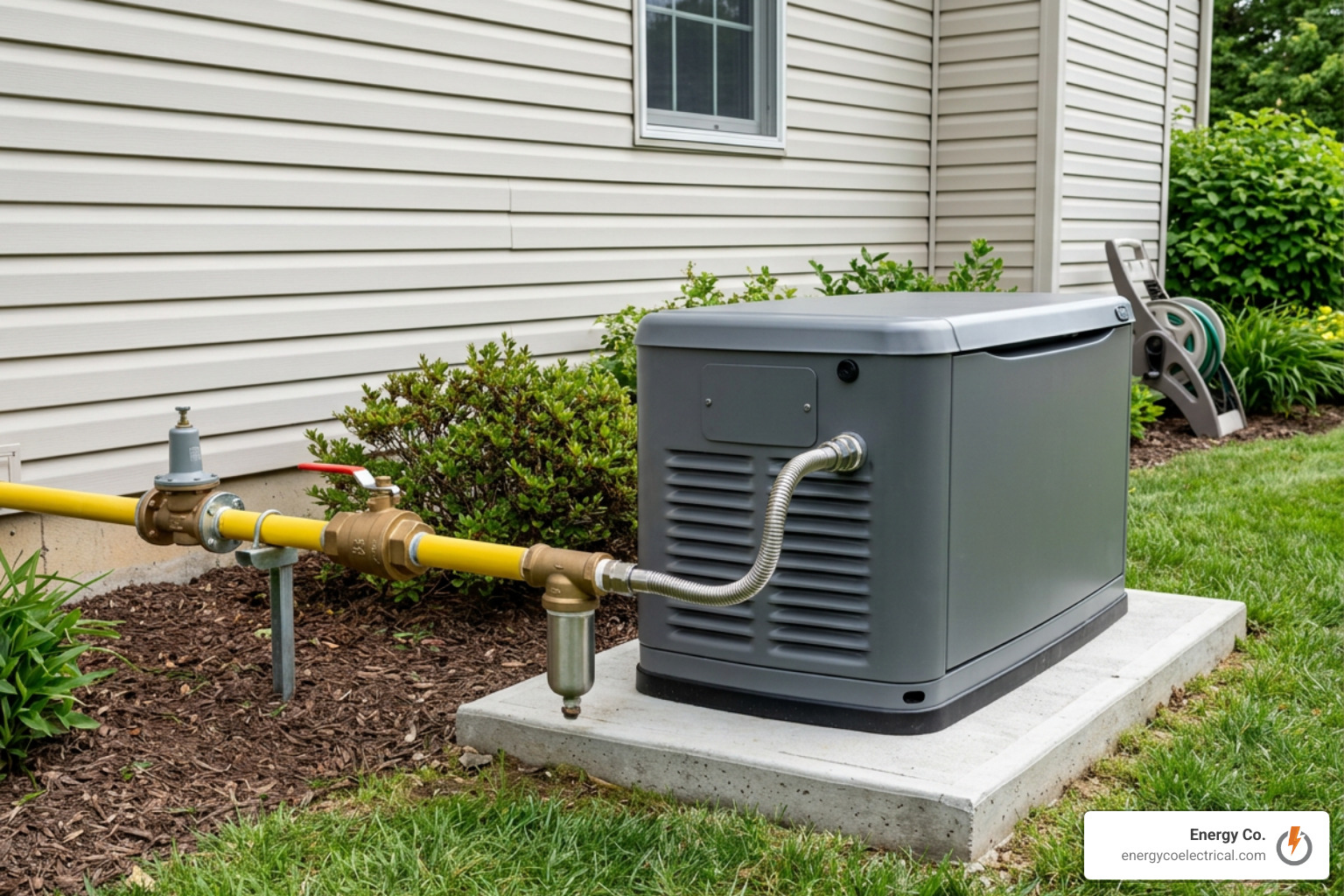 Gas line connection to standby generator