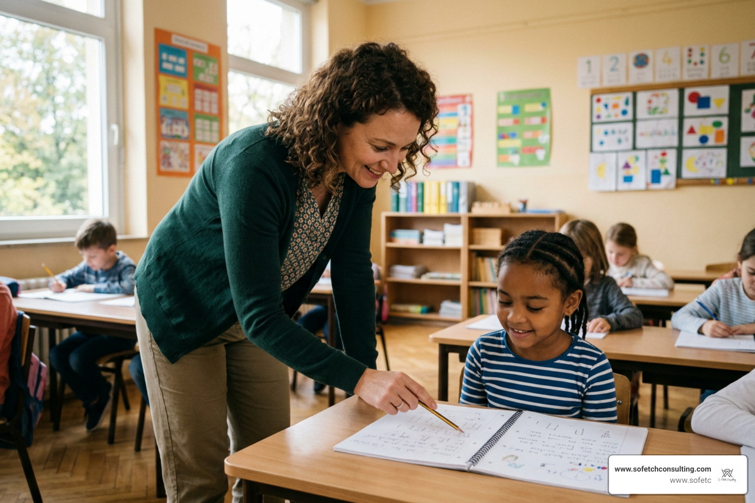 teacher providing personalized attention in a modern classroom teacher providing personalized attention in a modern classroom