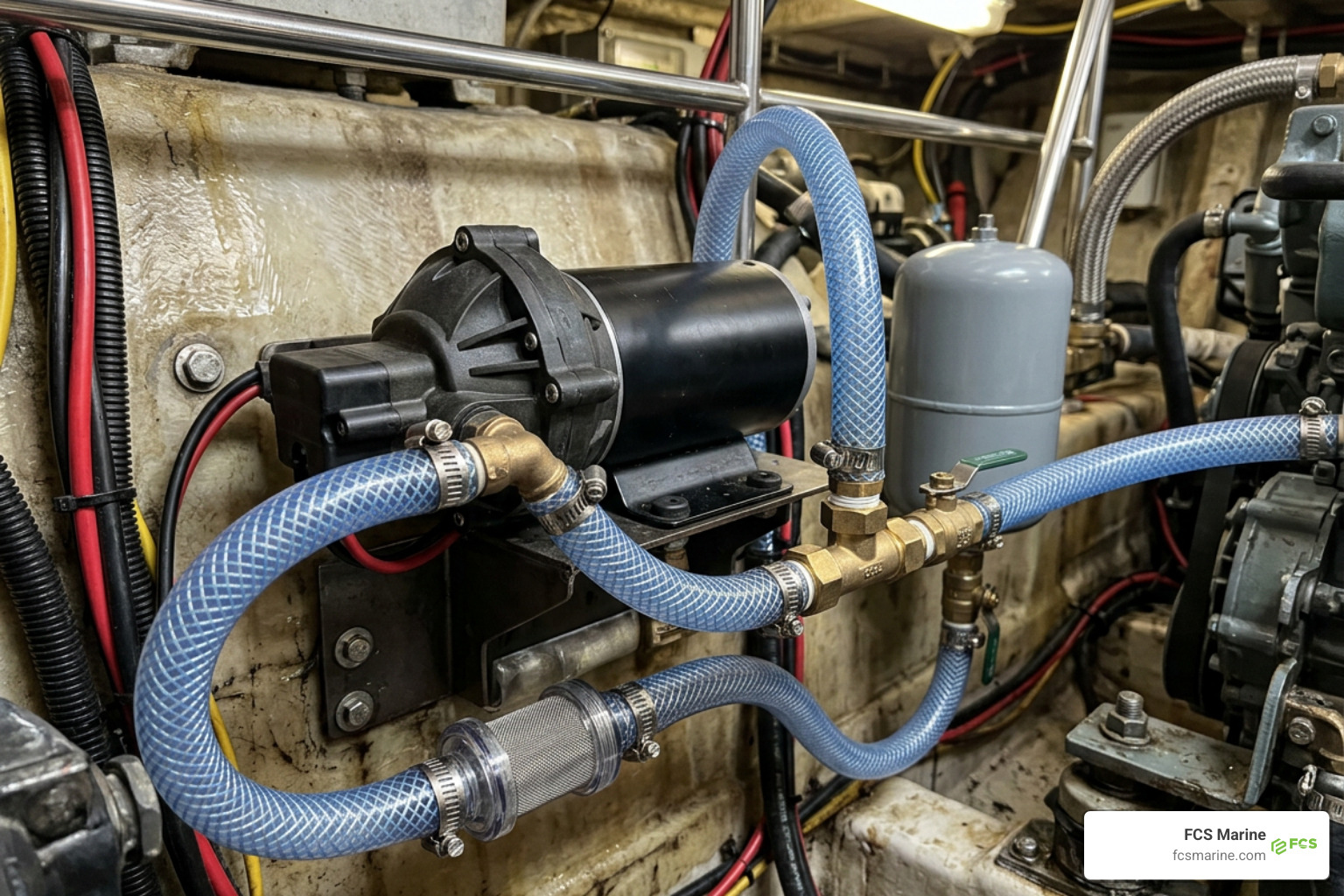 marine water pump and plumbing lines