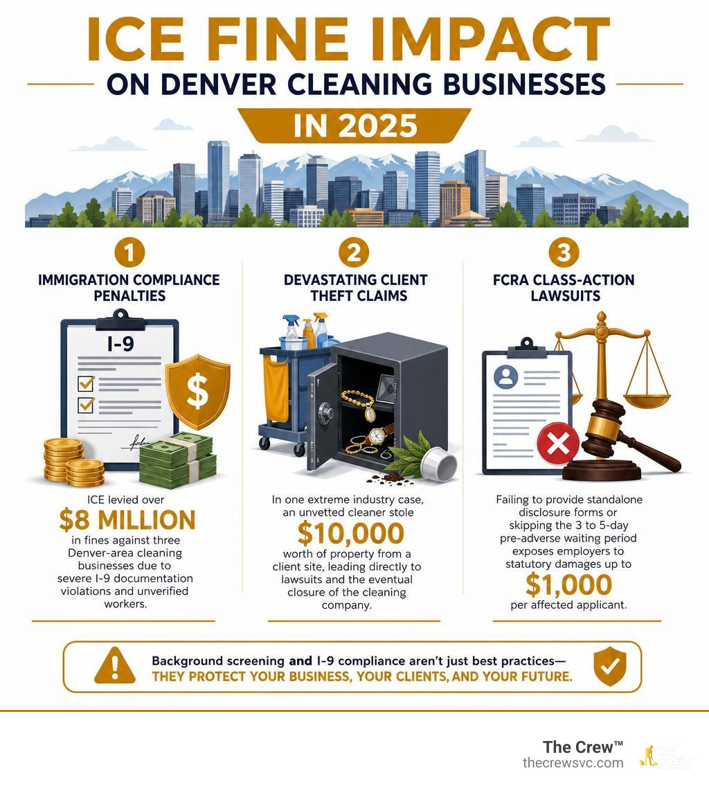 ICE fine impact on Denver cleaning businesses in 2025 infographic ICE fine impact on Denver cleaning businesses in 2025 infographic