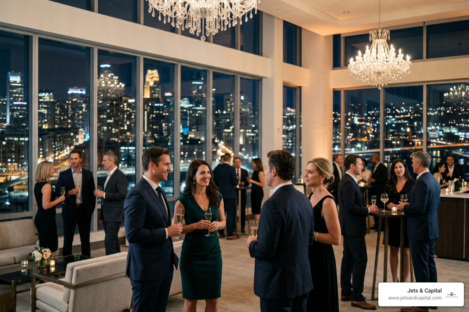 Exclusive high-net-worth gathering at a private event venue
