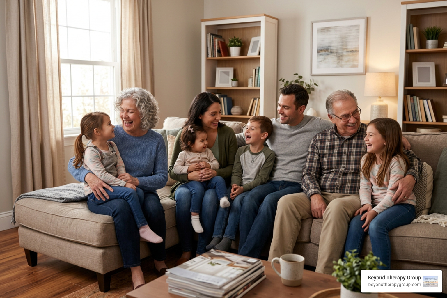 Peaceful family spending quality time together at home Peaceful family spending quality time together at home
