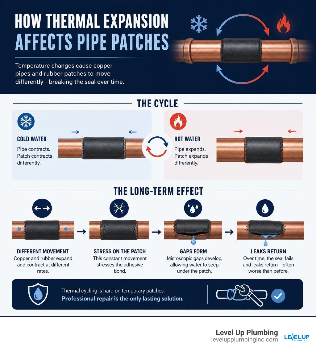 Infographic on how thermal expansion affects pipe patches infographic Infographic on how thermal expansion affects pipe patches infographic