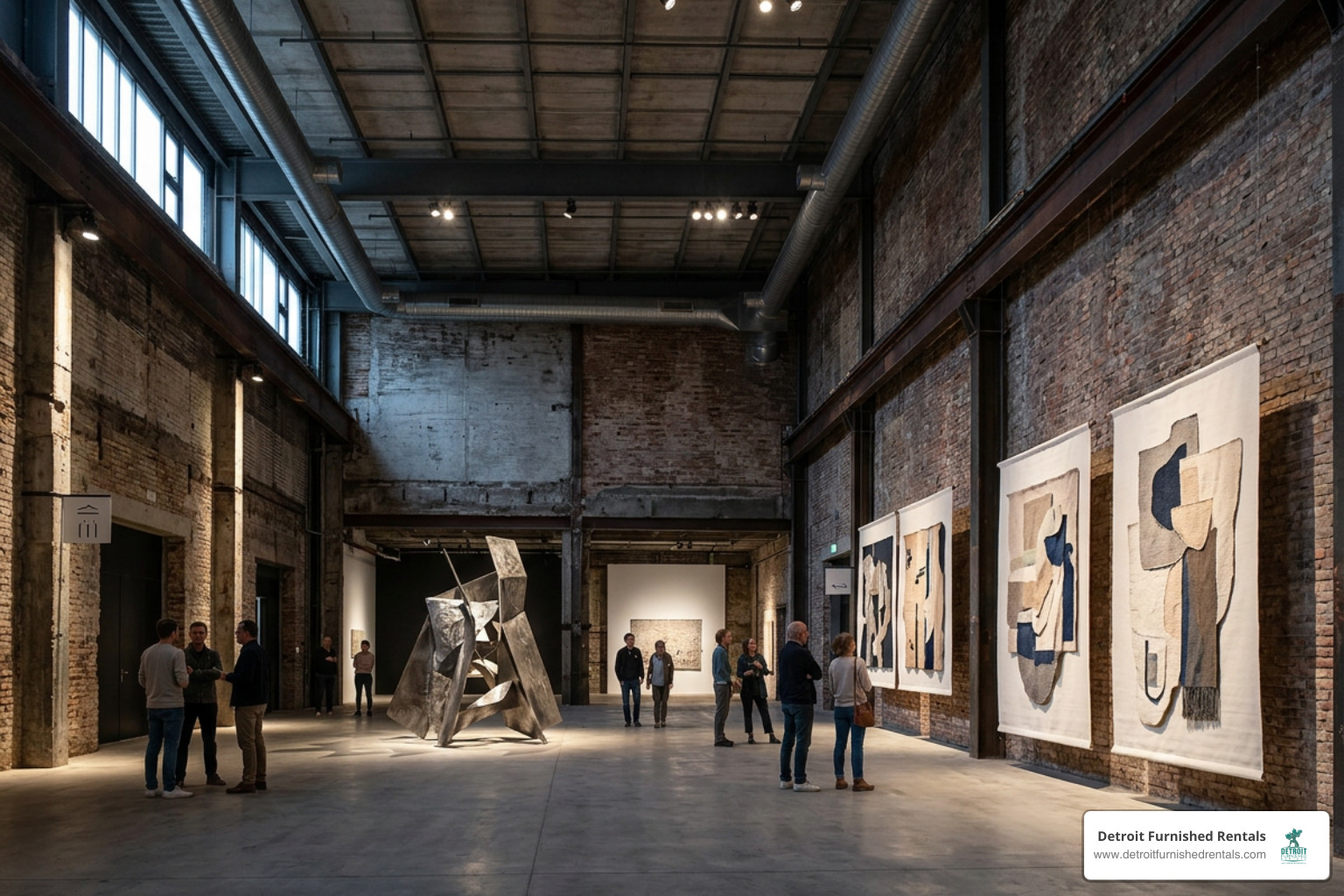 MOCAD raw industrial interior space displaying temporary contemporary art MOCAD raw industrial interior space displaying temporary contemporary art