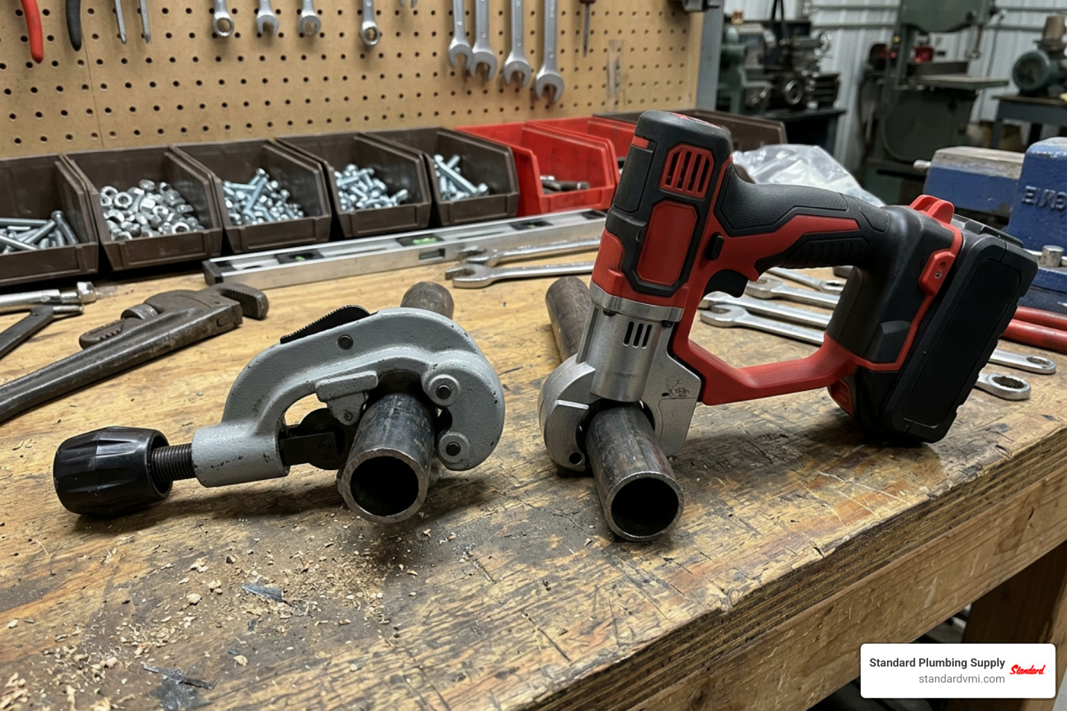 Manual ratcheting pipe cutter vs M18 power pipe cutter