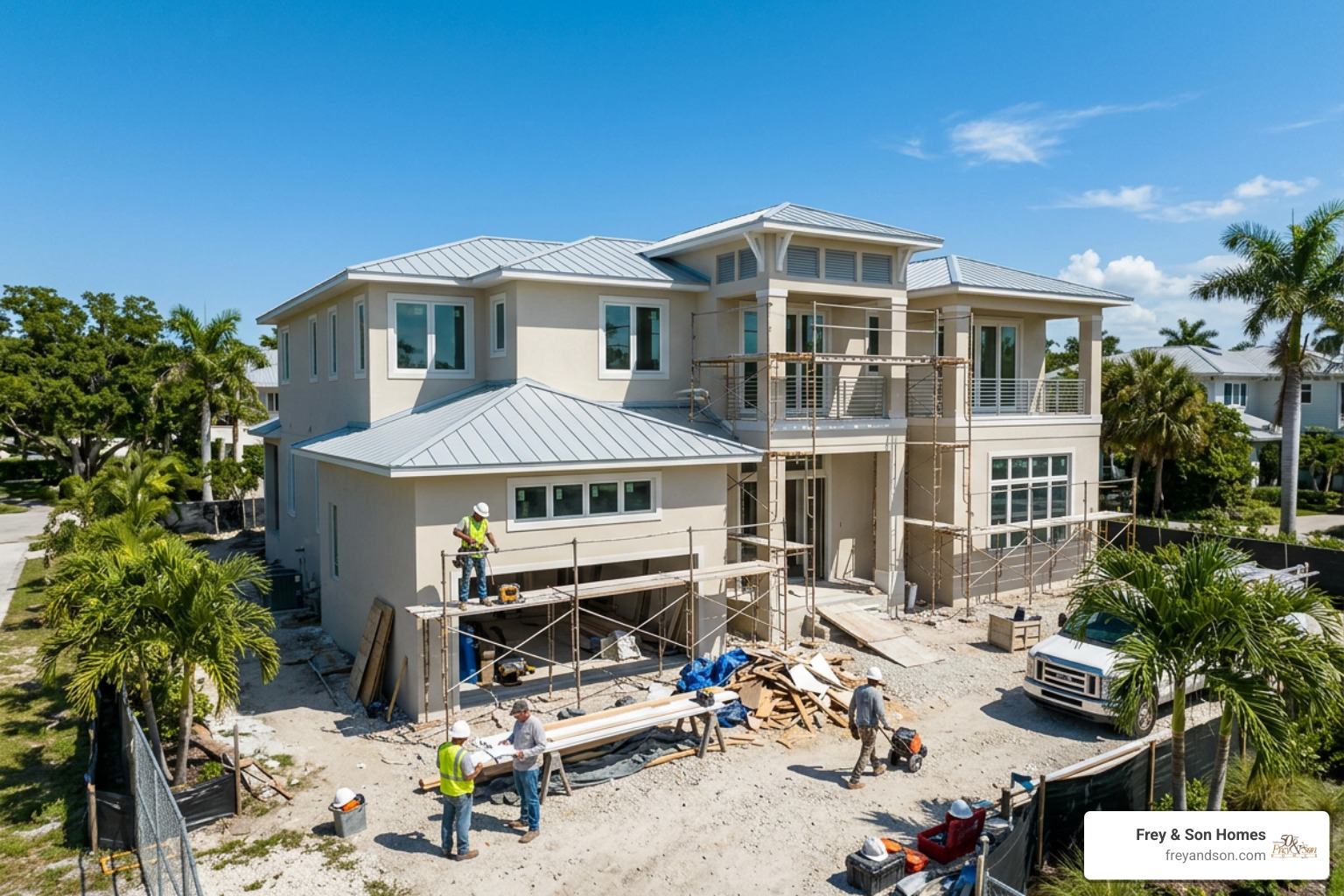 Custom luxury home construction phase in Naples Custom luxury home construction phase in Naples
