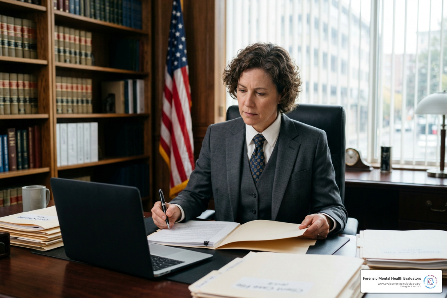 immigration attorney reviewing case files