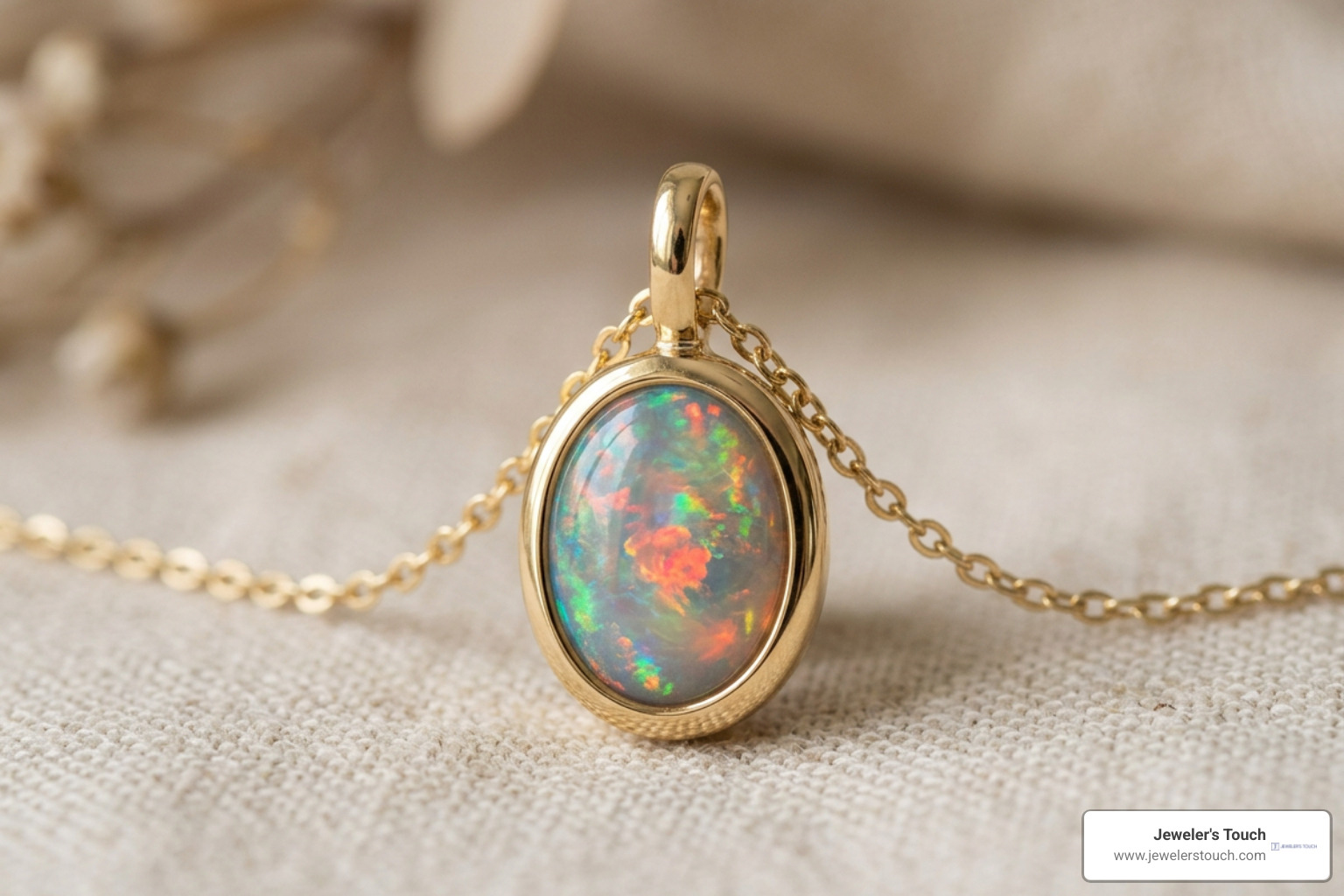 Protective bezel set opal birthstone necklace pendant Protective bezel set opal birthstone necklace pendant