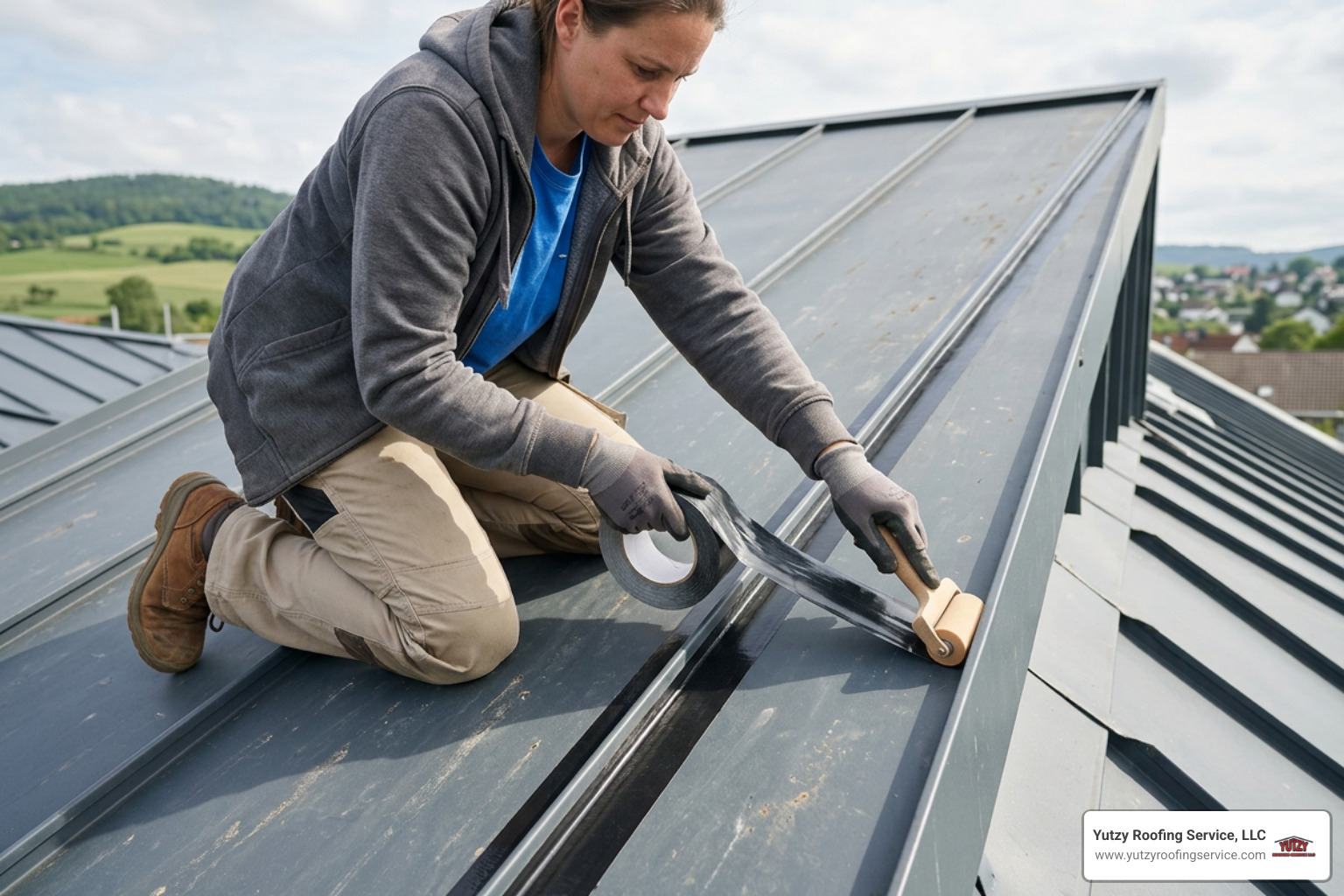 seam tape application on metal roof joints seam tape application on metal roof joints