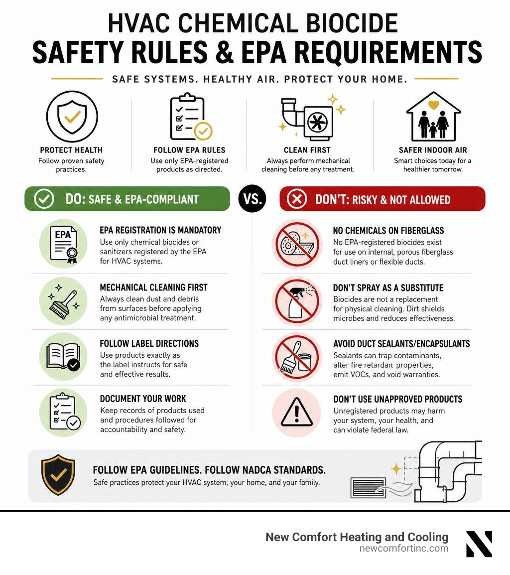 HVAC chemical biocide safety rules and EPA requirements infographic HVAC chemical biocide safety rules and EPA requirements infographic