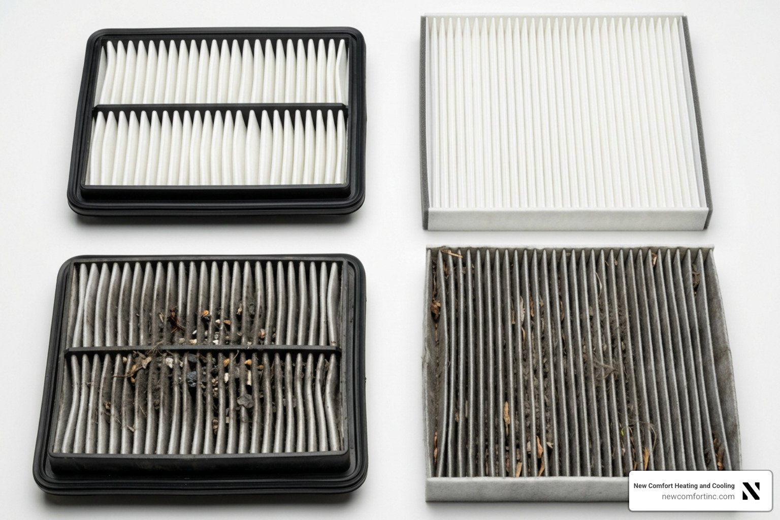 Engine air filter and cabin air filter side by side comparison Engine air filter and cabin air filter side by side comparison