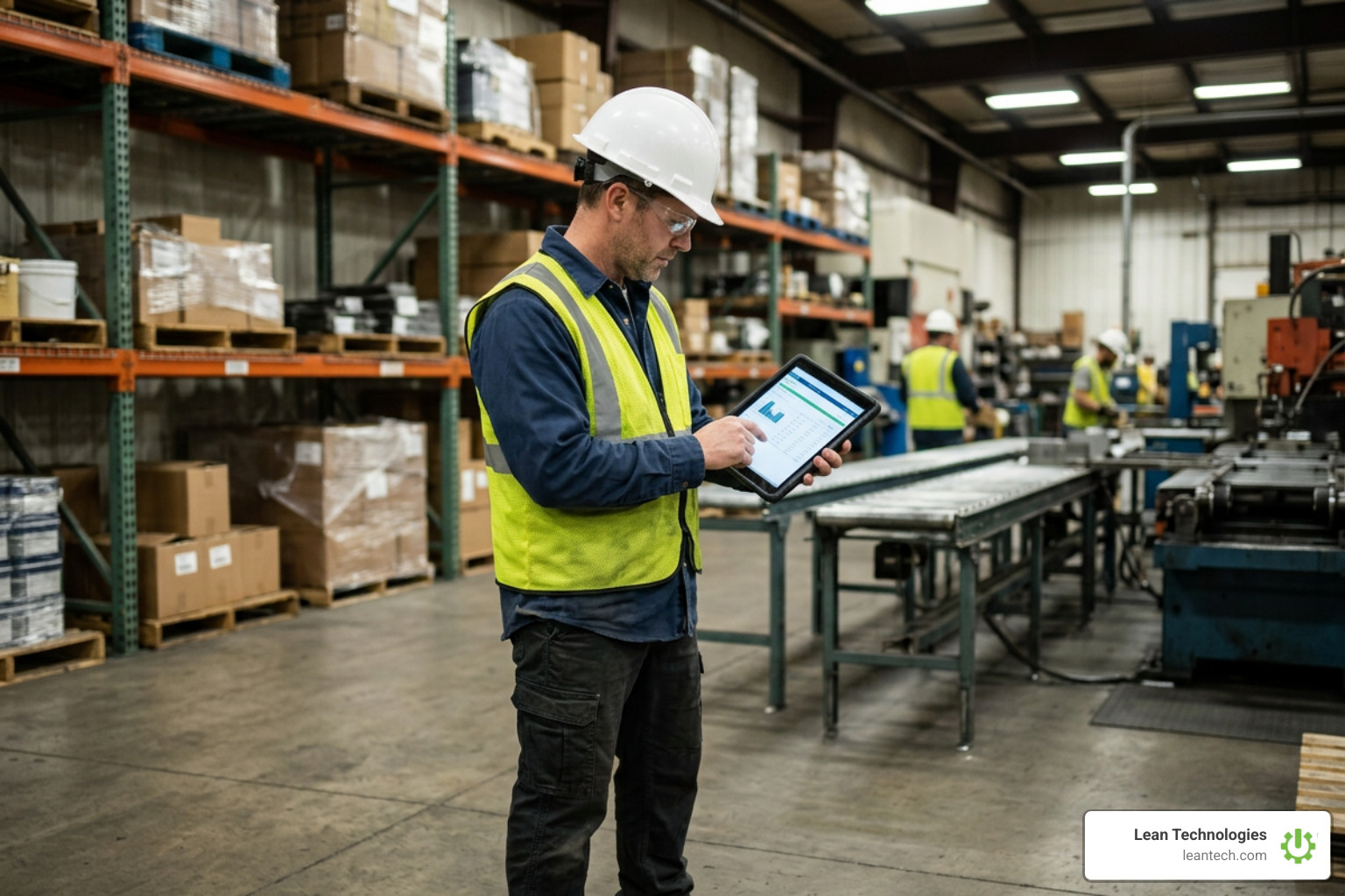 Floor supervisor using a digital tablet for real-time stock management Floor supervisor using a digital tablet for real-time stock management