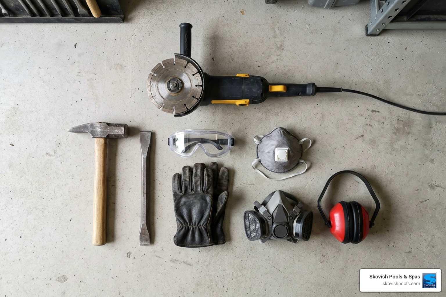 gunite pool repair safety equipment and tools