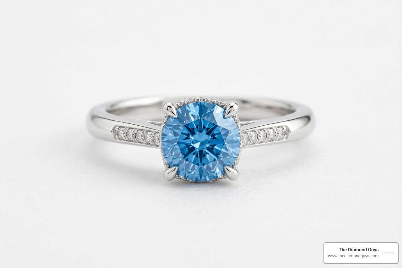 blue enhanced diamond ring
