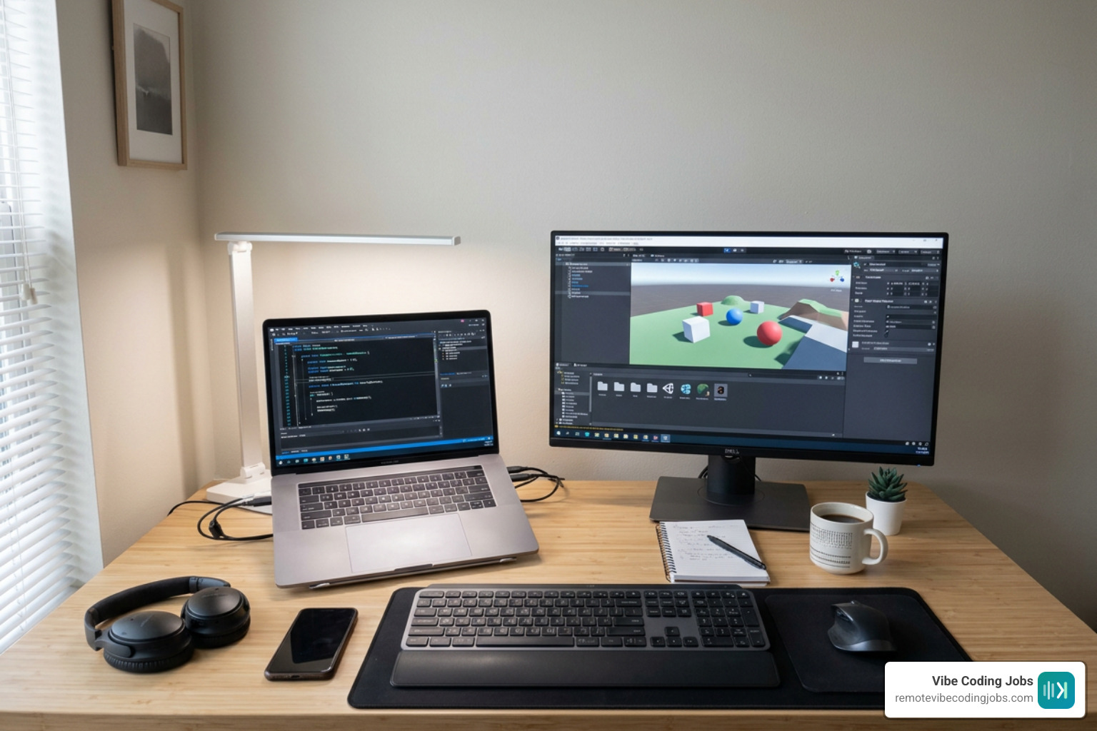C# code editor and Unity 3D engine project interface