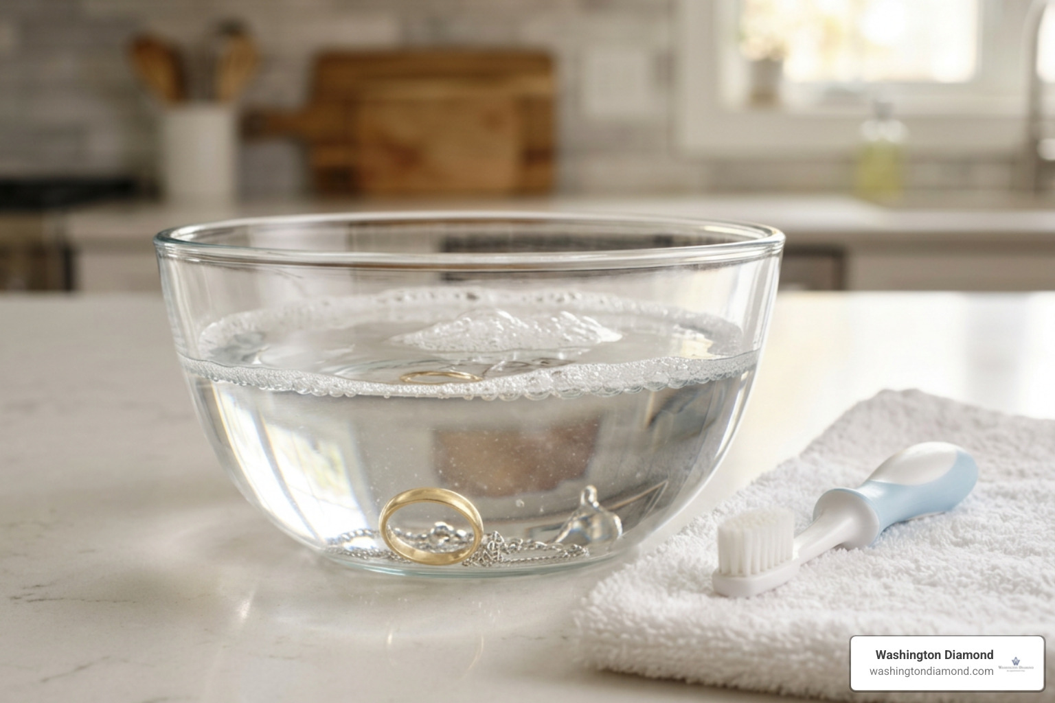Warm soapy water soaking setup with a soft toothbrush Warm soapy water soaking setup with a soft toothbrush