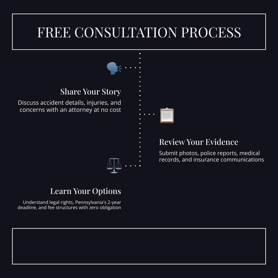 Free legal consultation process: case details, document review, legal options, next steps infographic Free legal consultation process: case details, document review, legal options, next steps infographic