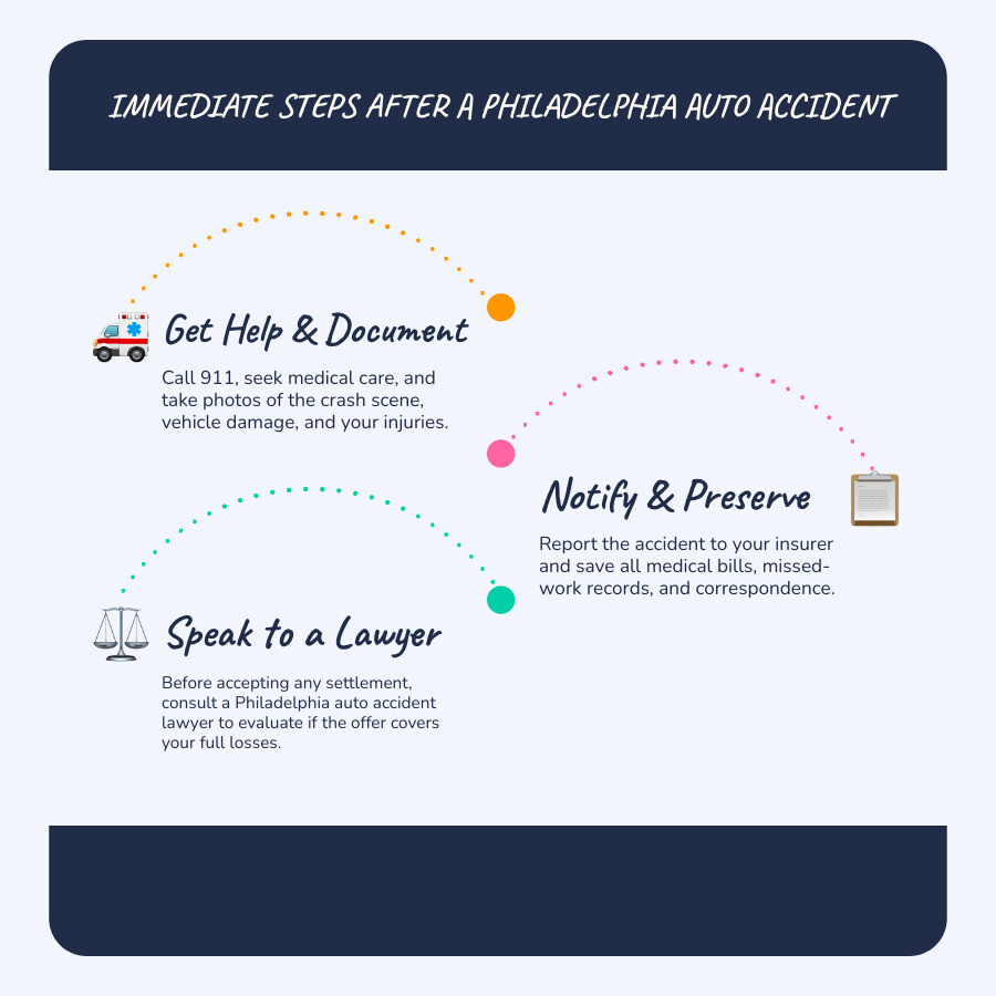 Philadelphia crash claim quick actions infographic infographic Philadelphia crash claim quick actions infographic infographic