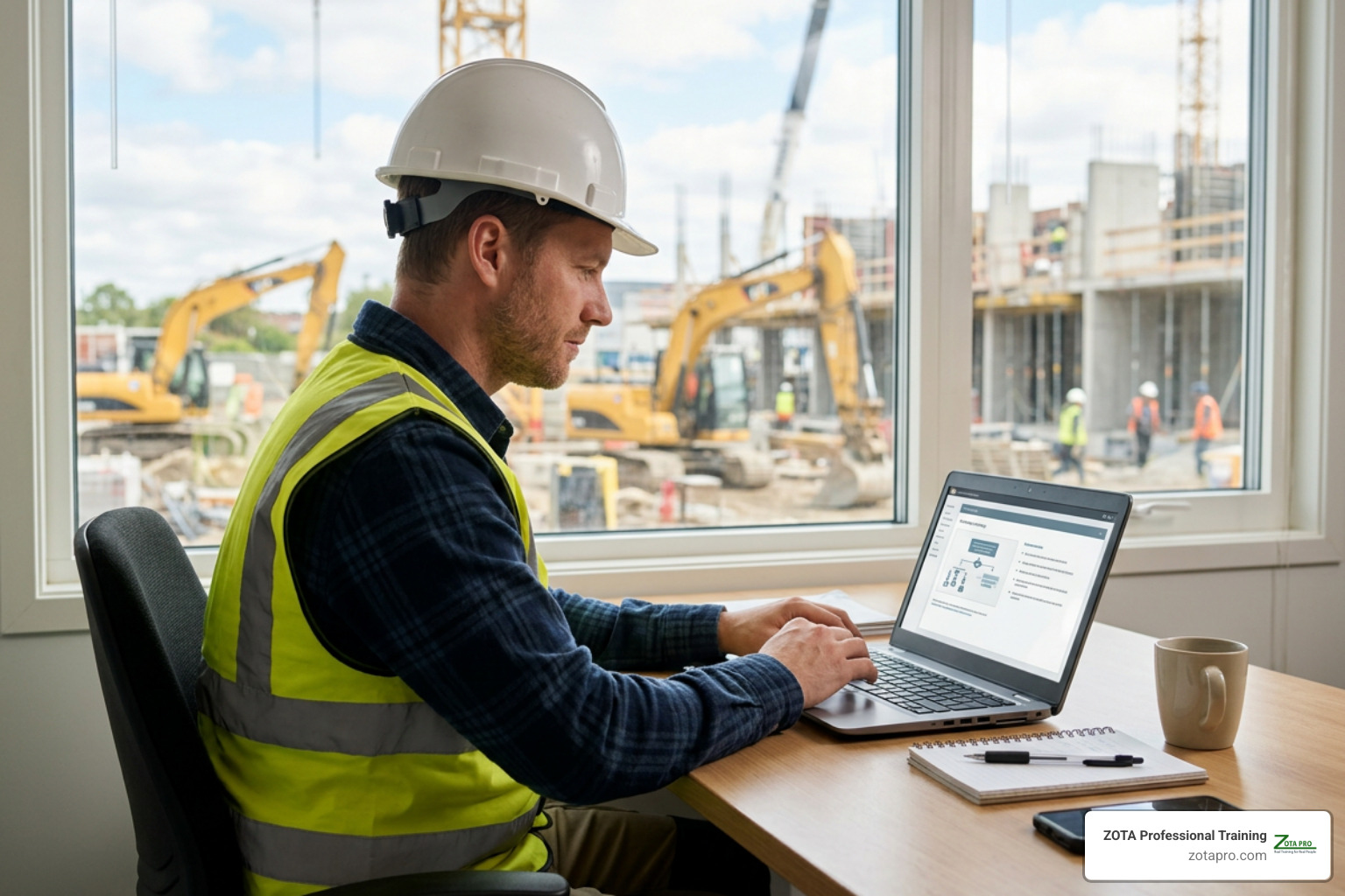 Professional taking an OSHA 30 online safety course Professional taking an OSHA 30 online safety course