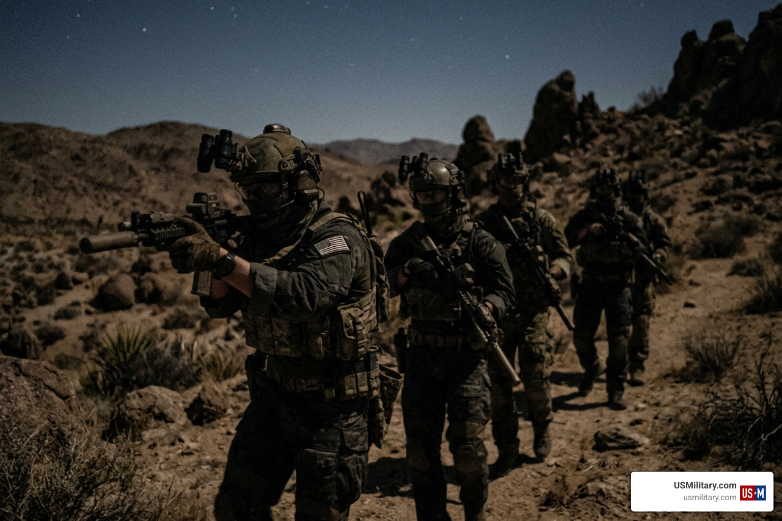 Navy SEAL team operators conducting tactical operations