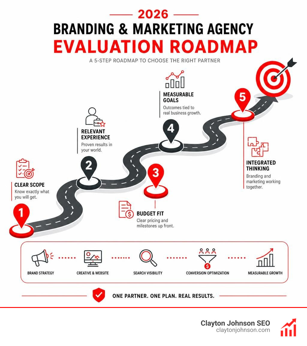 2026 branding and marketing agency evaluation roadmap infographic