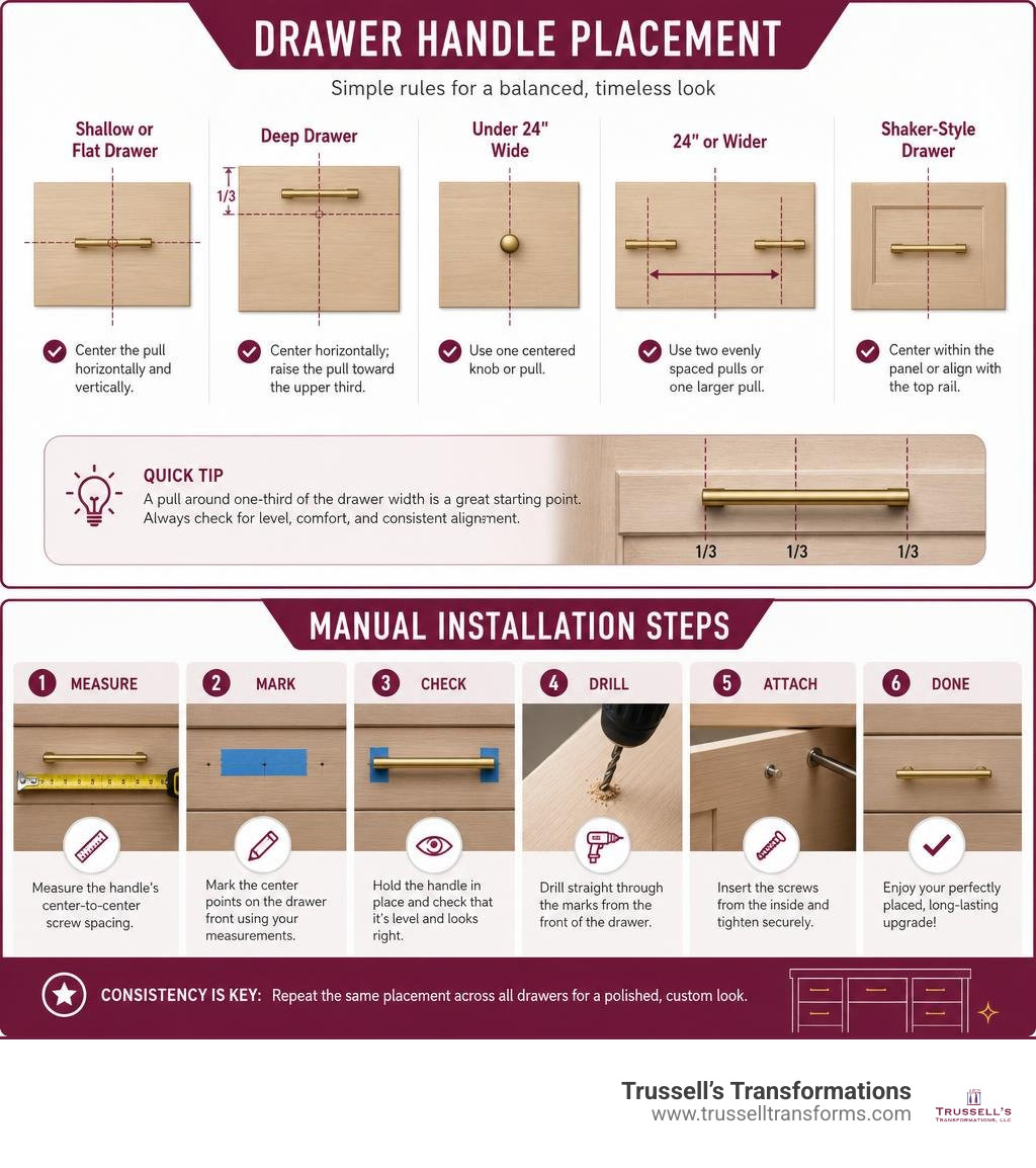 Drawer Handle Placement And Manual Installation Steps Infographic